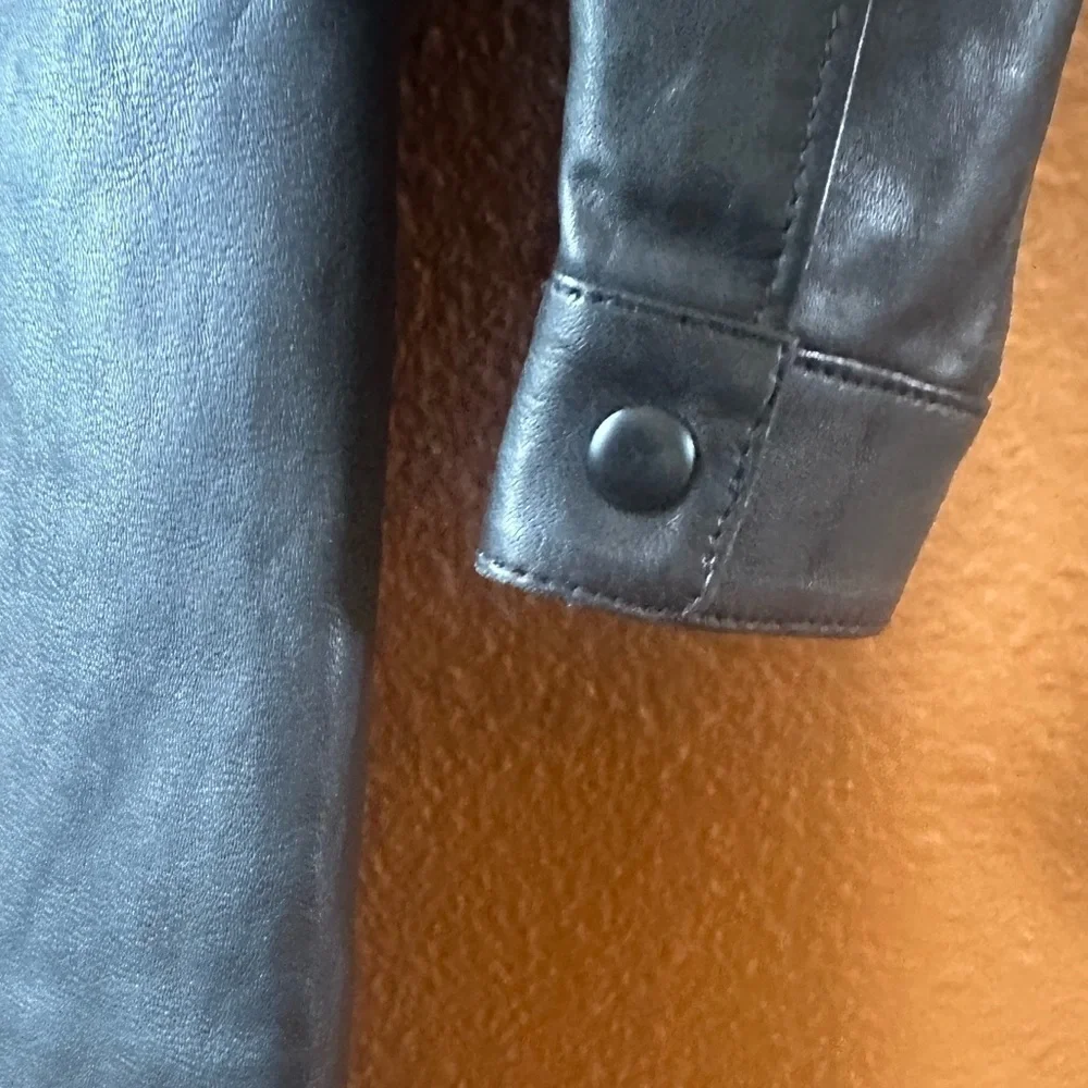 NWT! All Saints Black “Kadi” Leather Long Sleeve Mini Dress Size 4 - Picture 10 of 15